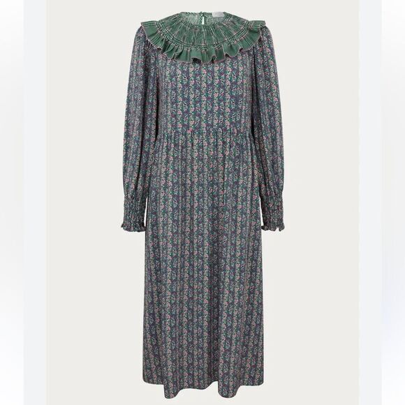 GHOST Arya Midi Dress Floral Cottagecore Romantic Bodice Size Small - Picture 2 of 13